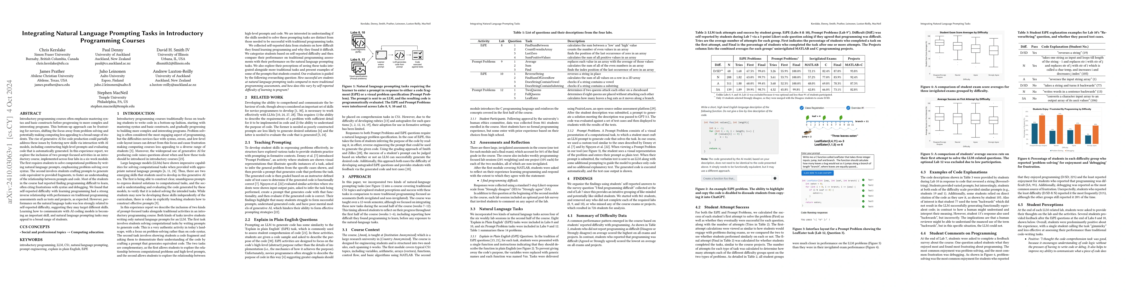 Thumbnail for Integrating Natural Language Prompting Tasks in Introductory Programming
  Courses