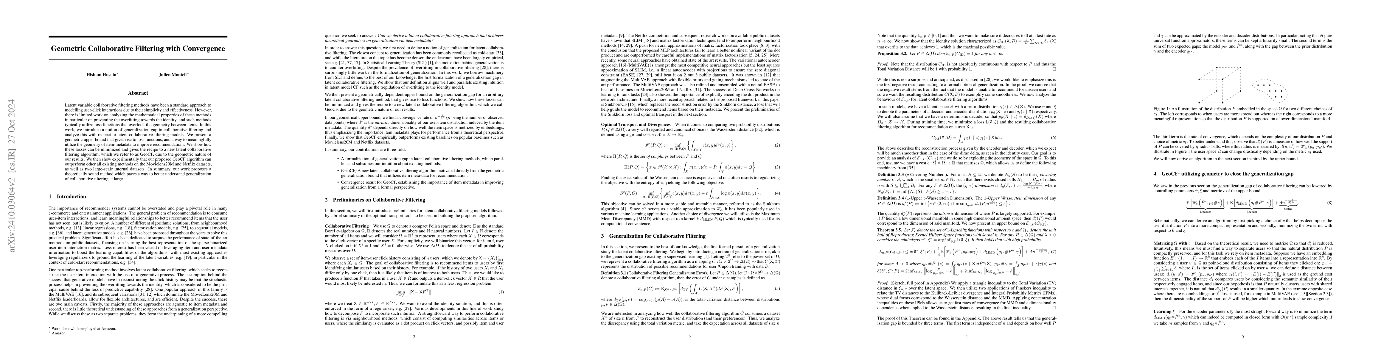 Thumbnail for Geometric Collaborative Filtering with Convergence