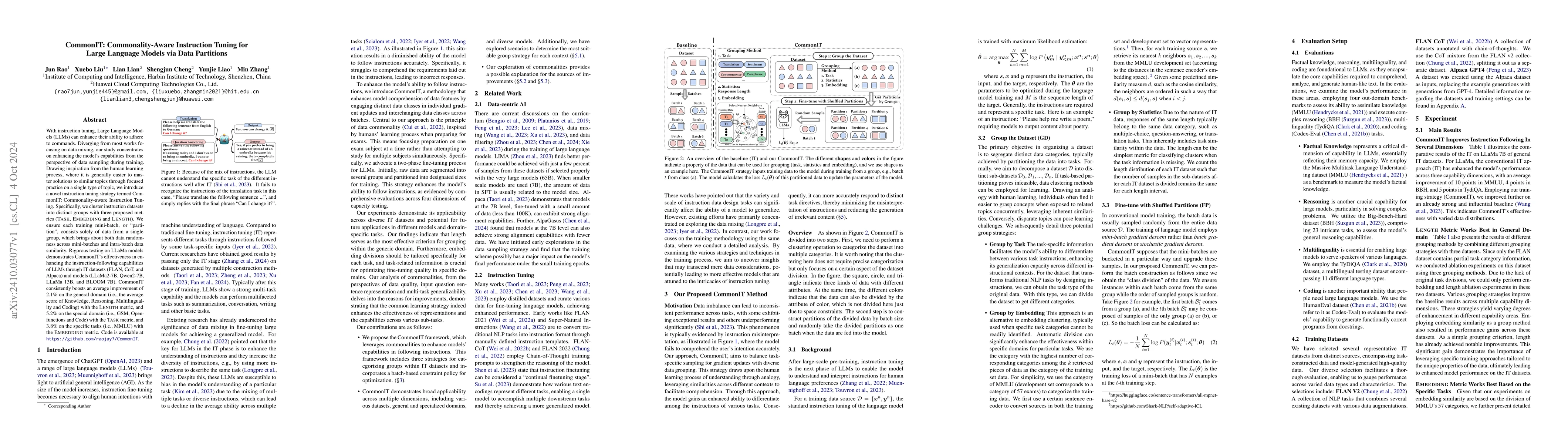 Thumbnail for CommonIT: Commonality-Aware Instruction Tuning for Large Language Models
  via Data Partitions