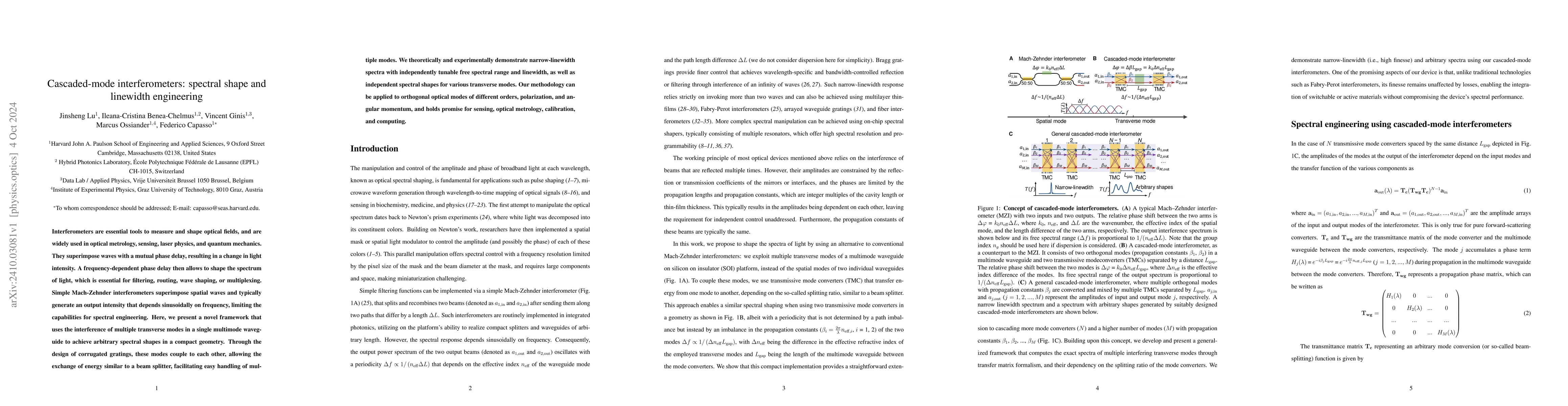 Thumbnail for Cascaded-mode interferometers: spectral shape and linewidth engineering