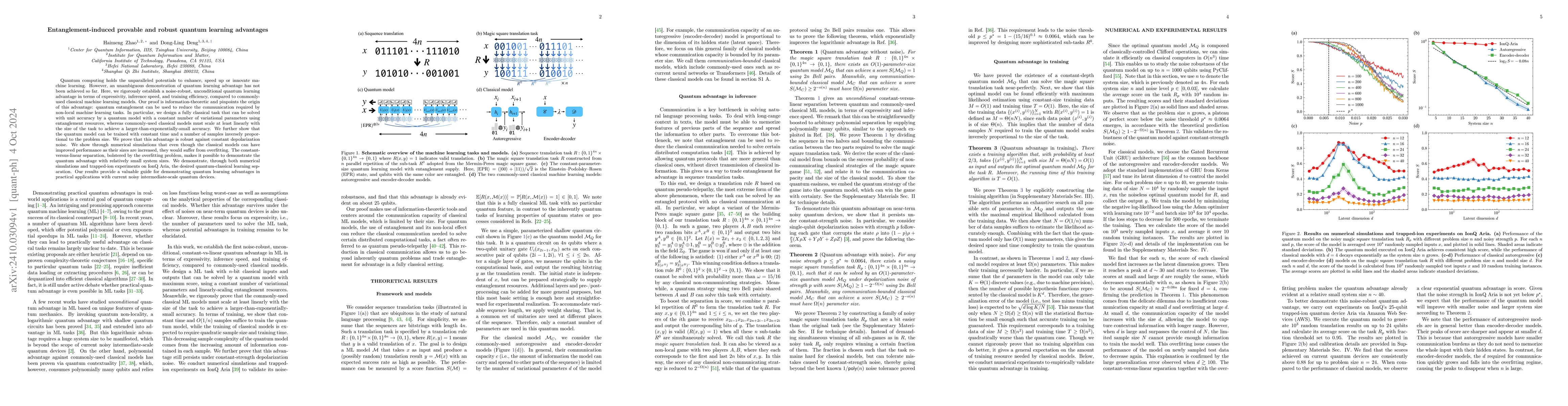 Thumbnail for Entanglement-induced provable and robust quantum learning advantages