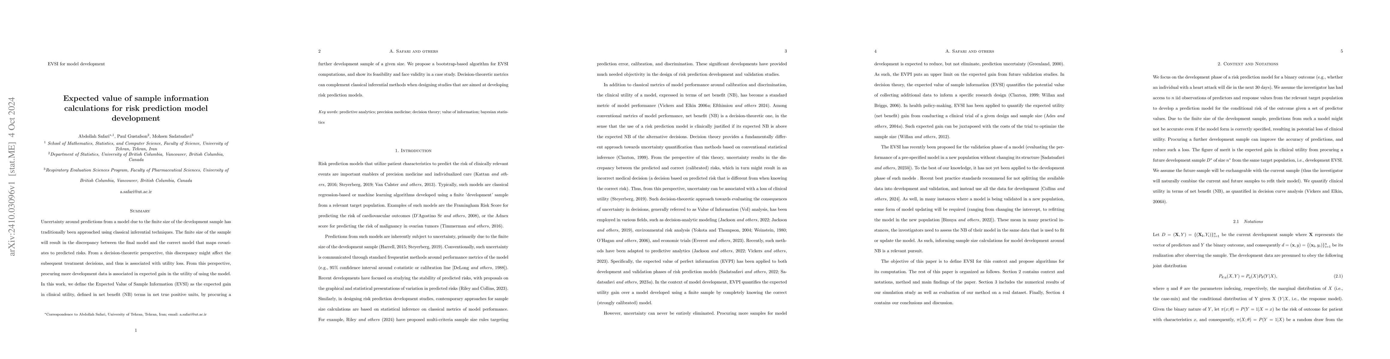 Thumbnail for Expected value of sample information calculations for risk prediction
  model development