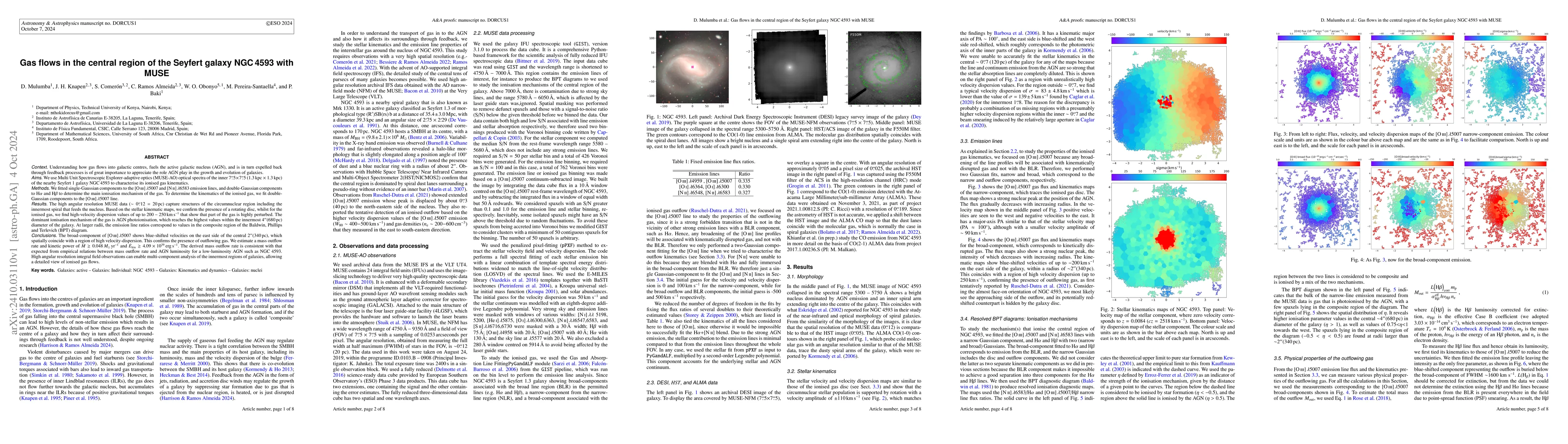 Thumbnail for Gas flows in the central region of the Seyfert galaxy NGC 4593 with MUSE