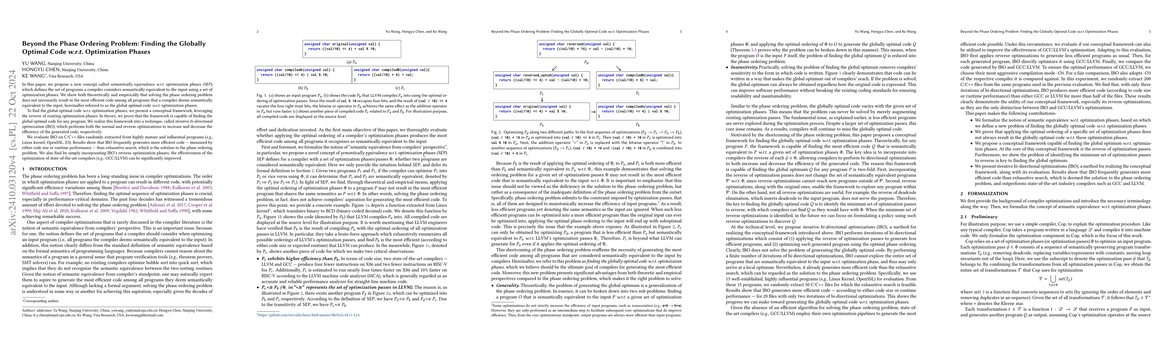 Thumbnail for Beyond the Phase Ordering Problem: Finding the Globally Optimal Code
  w.r.t. Optimization Phases
