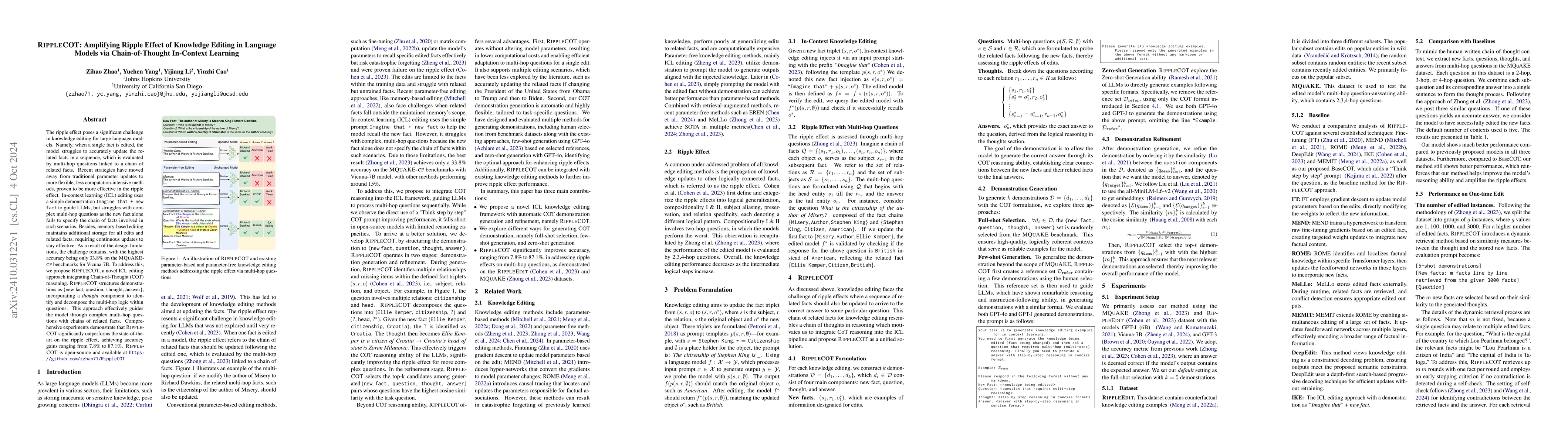 Thumbnail for RIPPLECOT: Amplifying Ripple Effect of Knowledge Editing in Language
  Models via Chain-of-Thought In-Context Learning