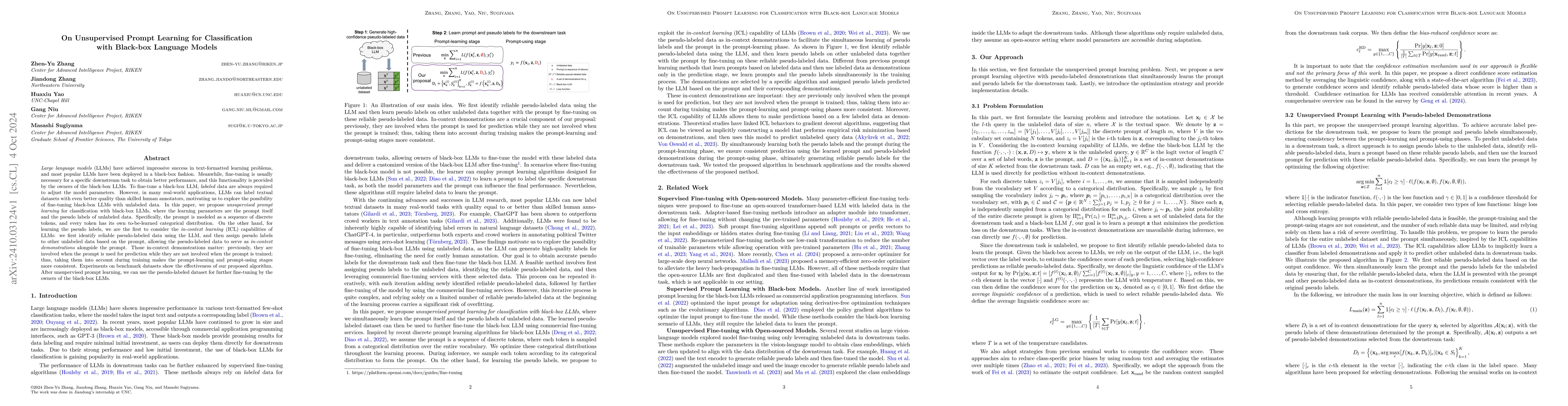 Thumbnail for On Unsupervised Prompt Learning for Classification with Black-box
  Language Models
