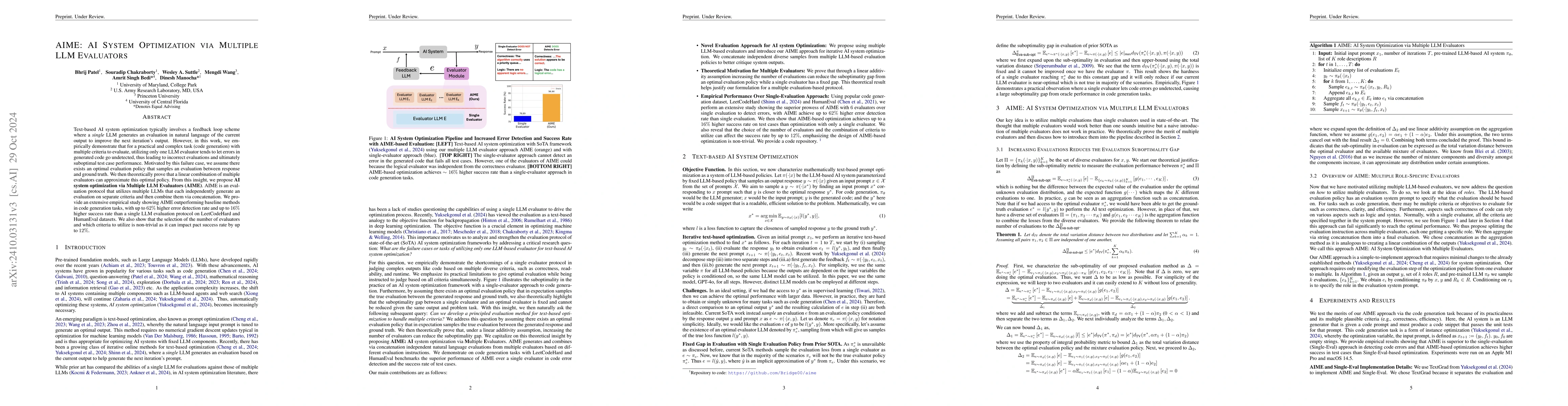 Thumbnail for AIME: AI System Optimization via Multiple LLM Evaluators