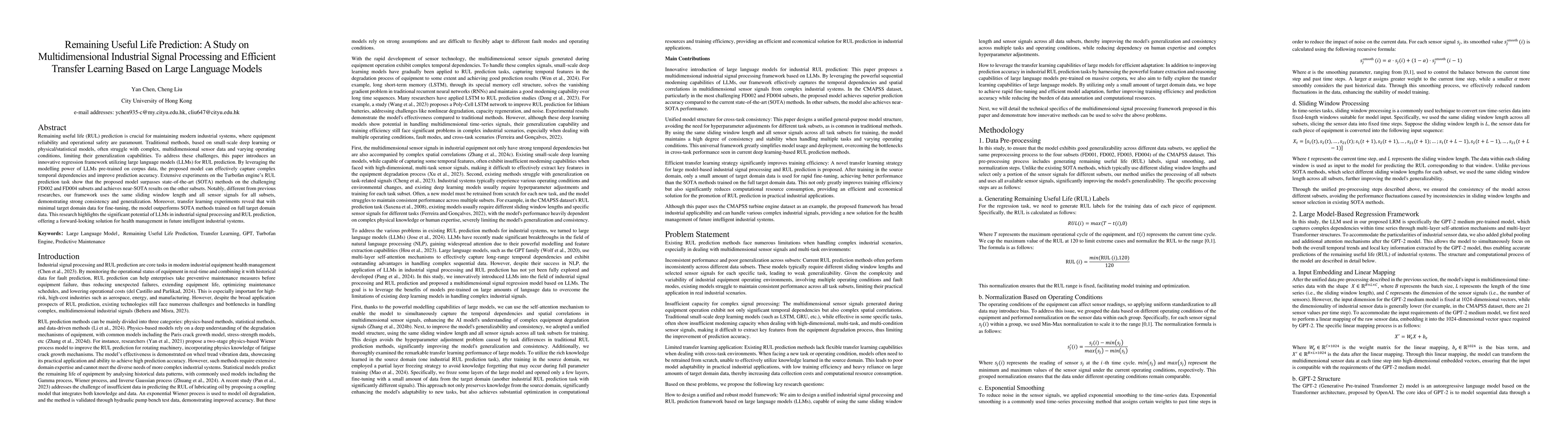 Thumbnail for Remaining Useful Life Prediction: A Study on Multidimensional Industrial
  Signal Processing and Efficient Transfer Learning Based on Large Language
  Models