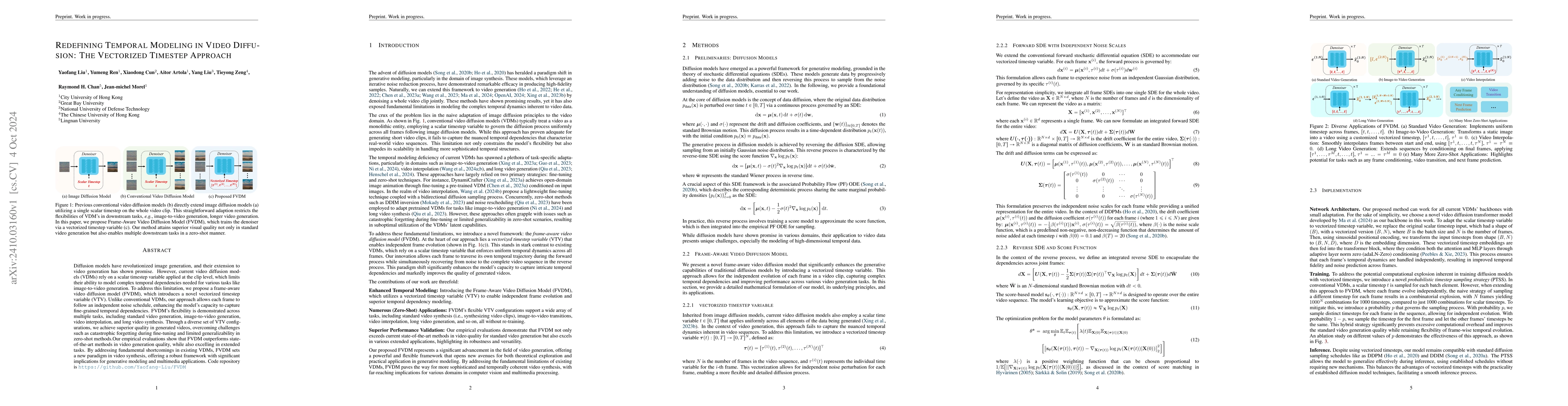 Thumbnail for Redefining Temporal Modeling in Video Diffusion: The Vectorized Timestep
  Approach