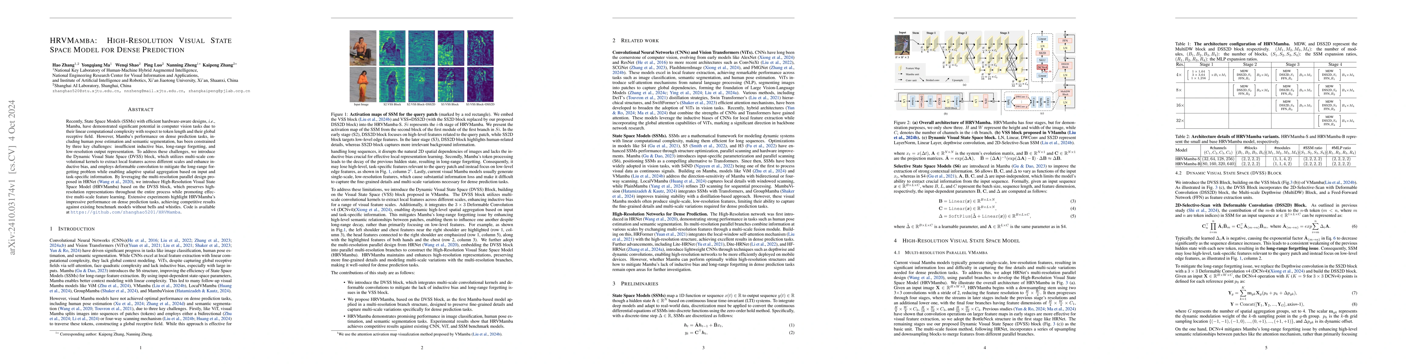 Thumbnail for HRVMamba: High-Resolution Visual State Space Model for Dense Prediction
