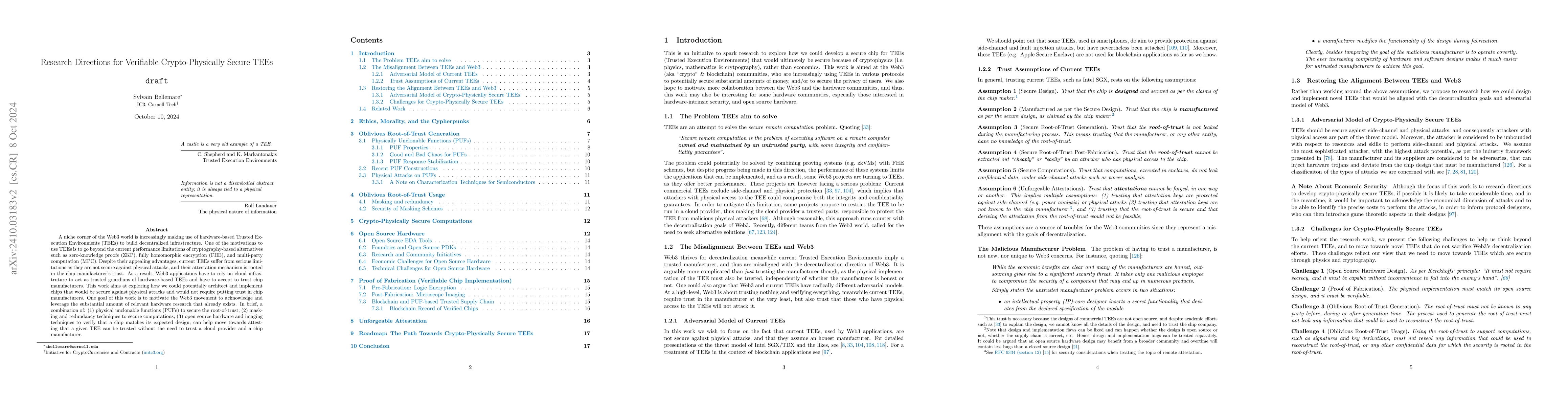 Thumbnail for Research Directions for Verifiable Crypto-Physically Secure TEEs