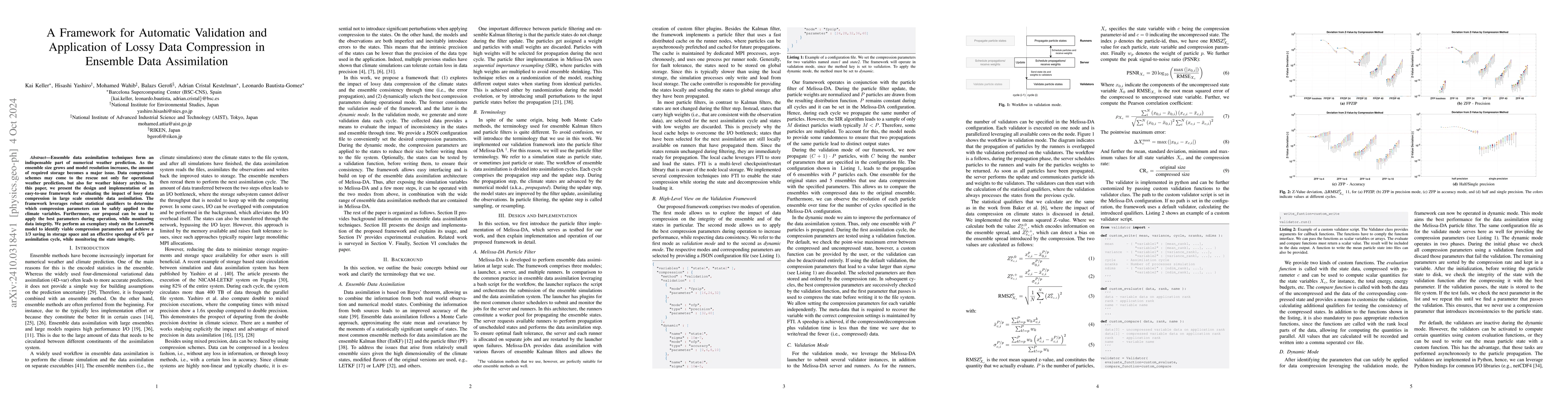 Thumbnail for A Framework for Automatic Validation and Application of Lossy Data
  Compression in Ensemble Data Assimilation