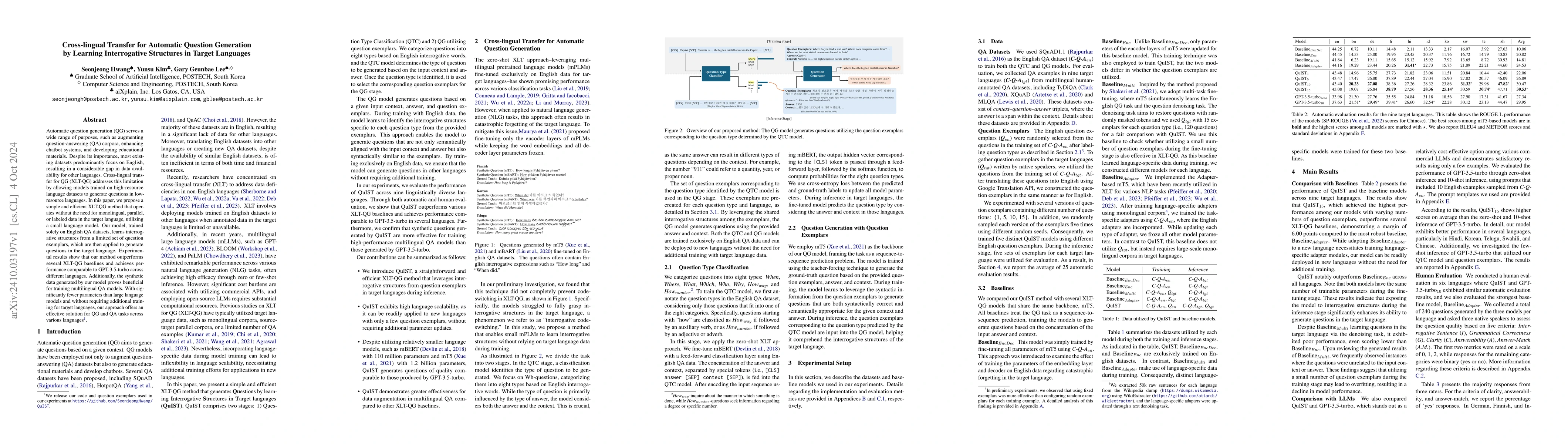 Thumbnail for Cross-lingual Transfer for Automatic Question Generation by Learning
  Interrogative Structures in Target Languages