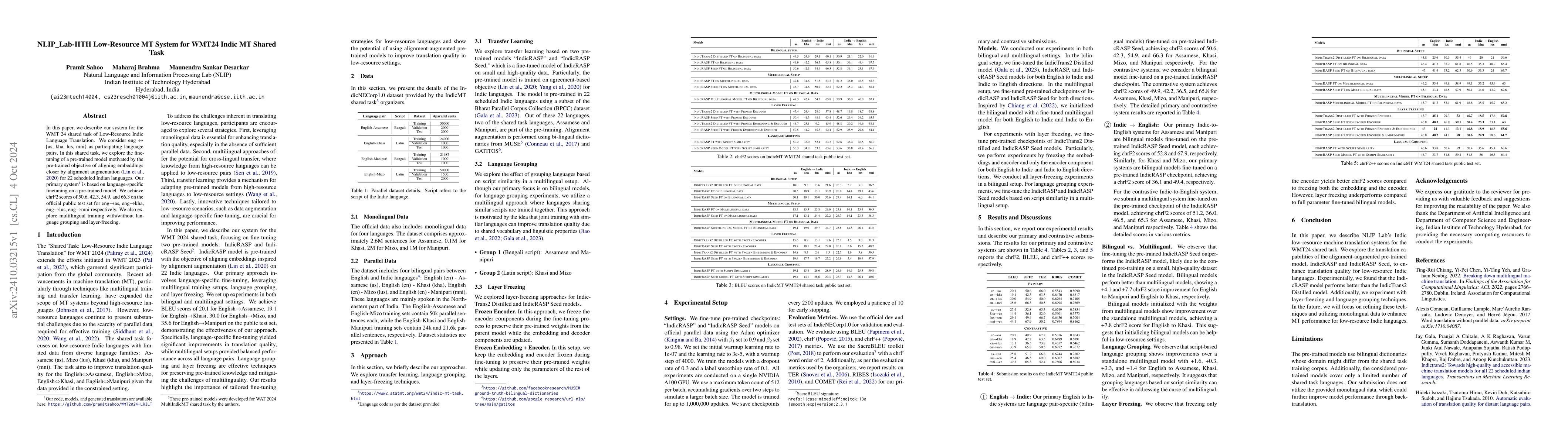 Thumbnail for NLIP_Lab-IITH Low-Resource MT System for WMT24 Indic MT Shared Task