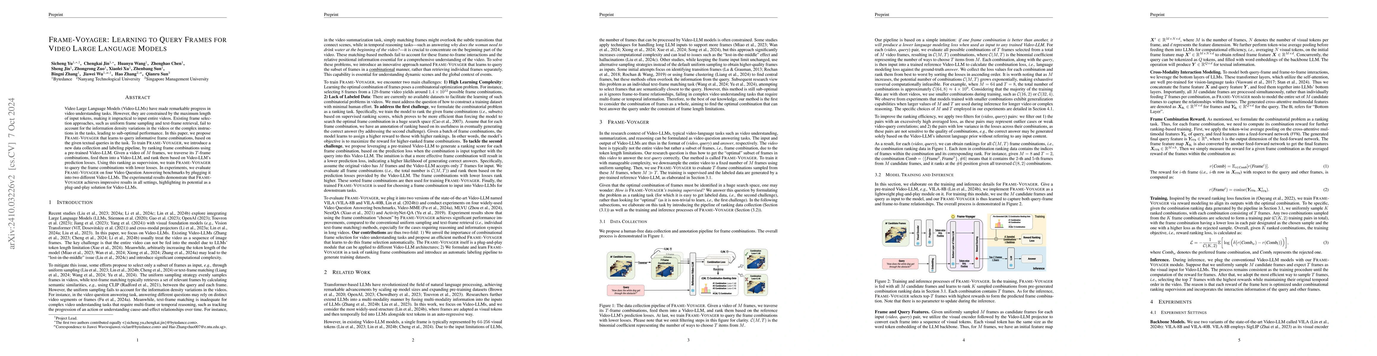 Thumbnail for Frame-Voyager: Learning to Query Frames for Video Large Language Models