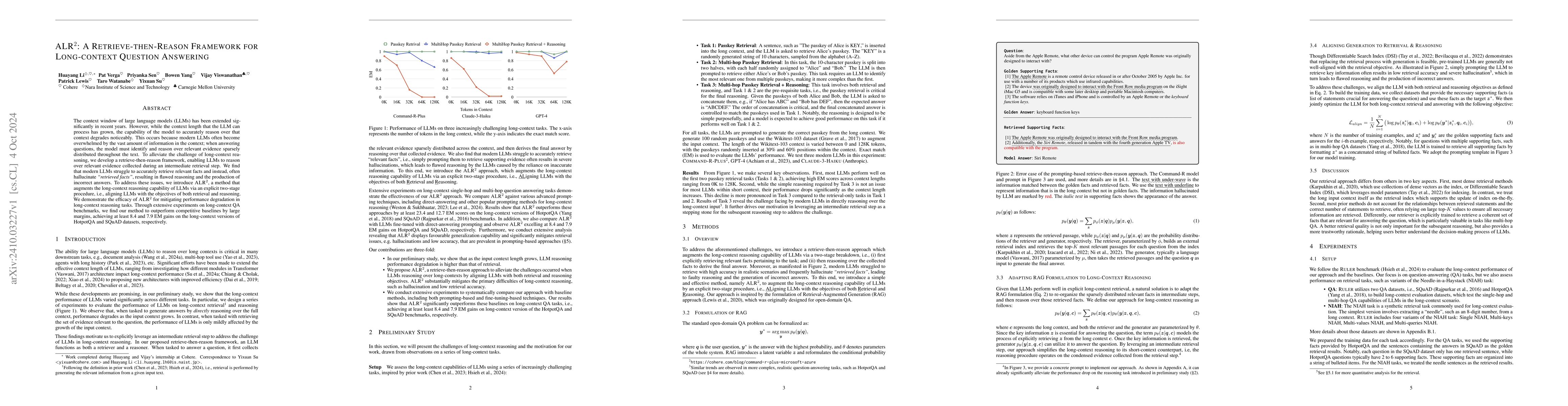 Thumbnail for ALR$^2$: A Retrieve-then-Reason Framework for Long-context Question
  Answering