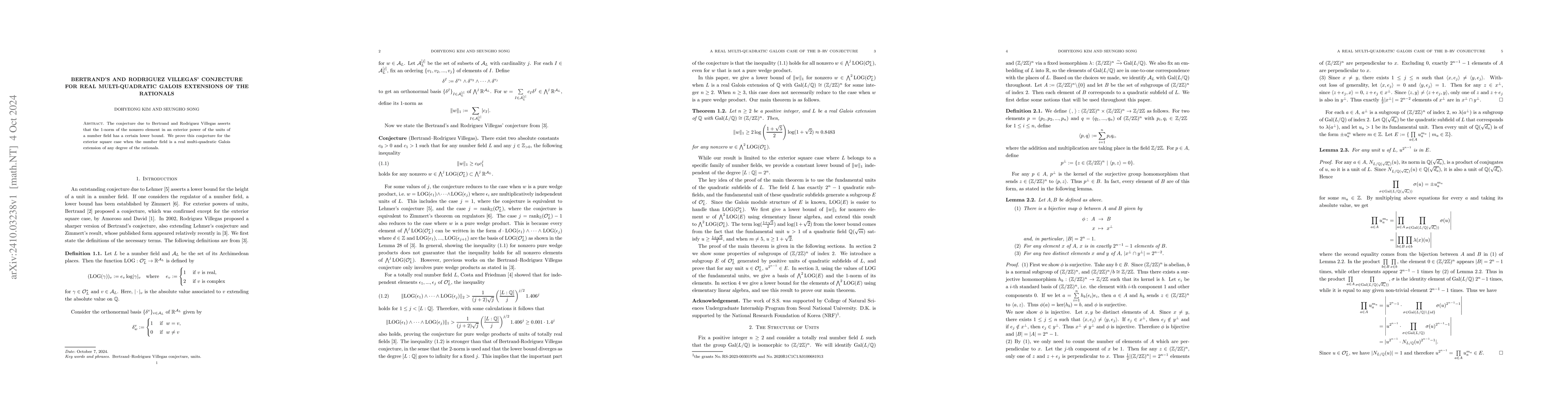 Thumbnail for Bertrand's and Rodriguez Villegas' conjecture for real multi-quadratic
  Galois extensions of the rationals
