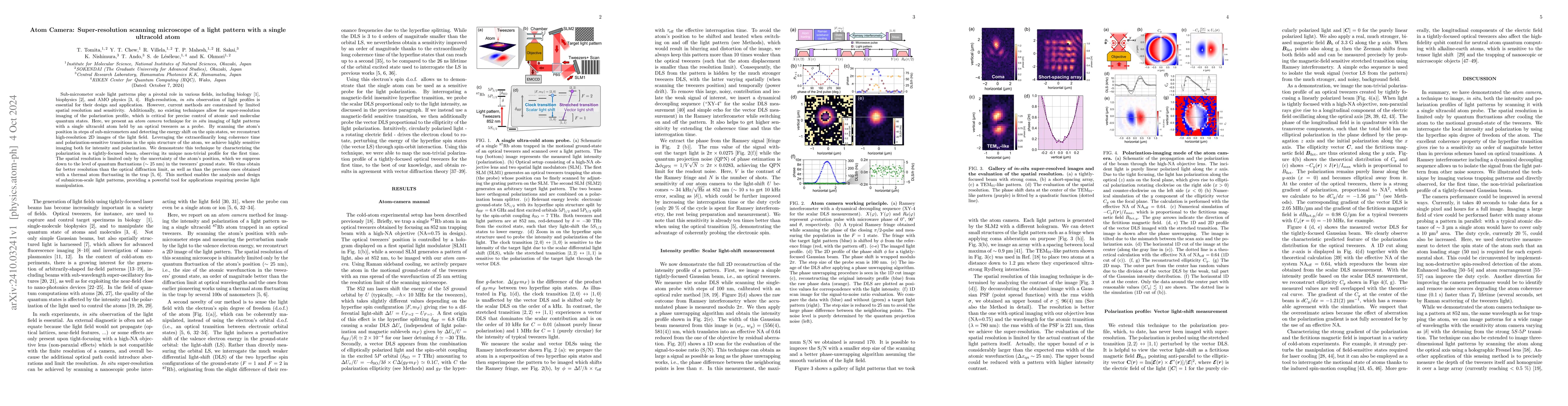 Thumbnail for Atom Camera: Super-resolution scanning microscope of a light pattern
  with a single ultracold atom