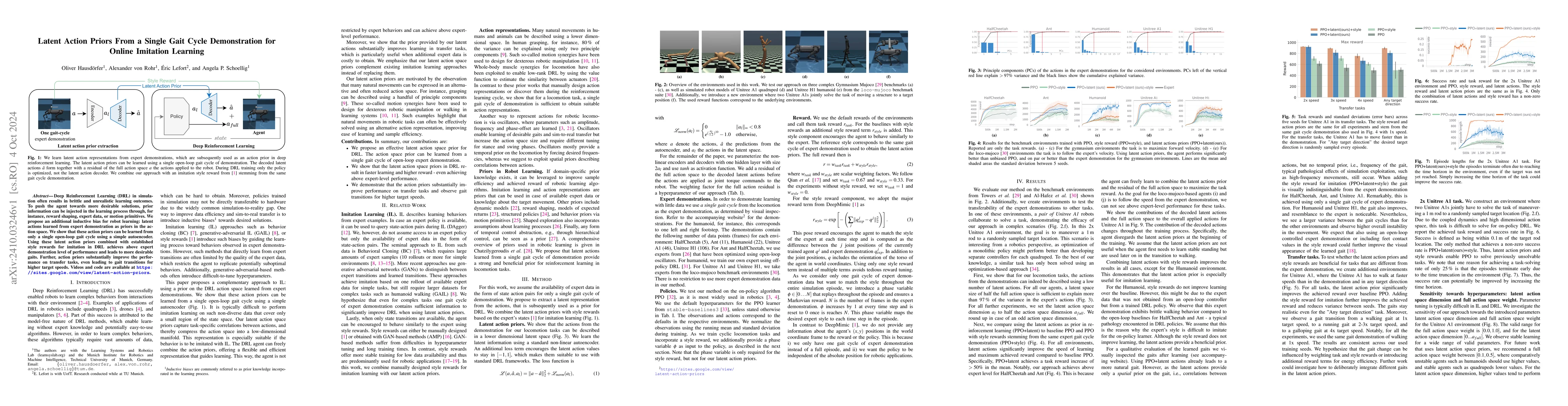 Thumbnail for Latent Action Priors From a Single Gait Cycle Demonstration for Online
  Imitation Learning