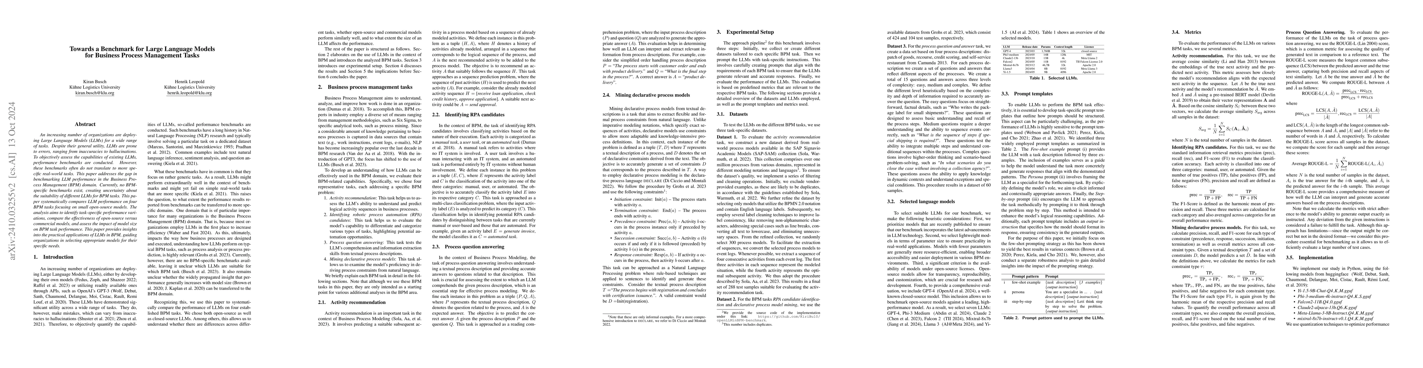 Thumbnail for Towards a Benchmark for Large Language Models for Business Process
  Management Tasks