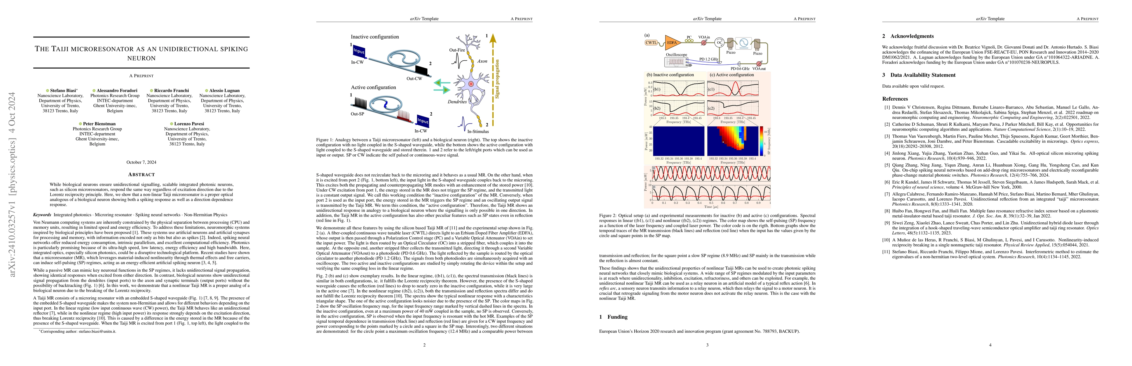 Thumbnail for The Taiji microresonator as an unidirectional spiking neuron