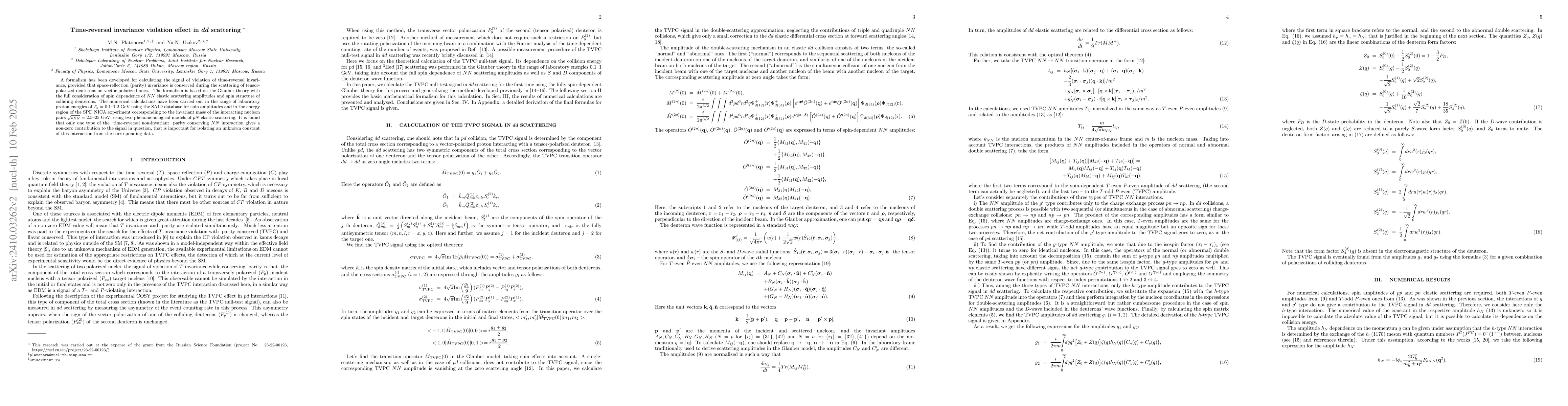 Thumbnail for Time-invariance violation effect in $\bm{dd}$ scattering