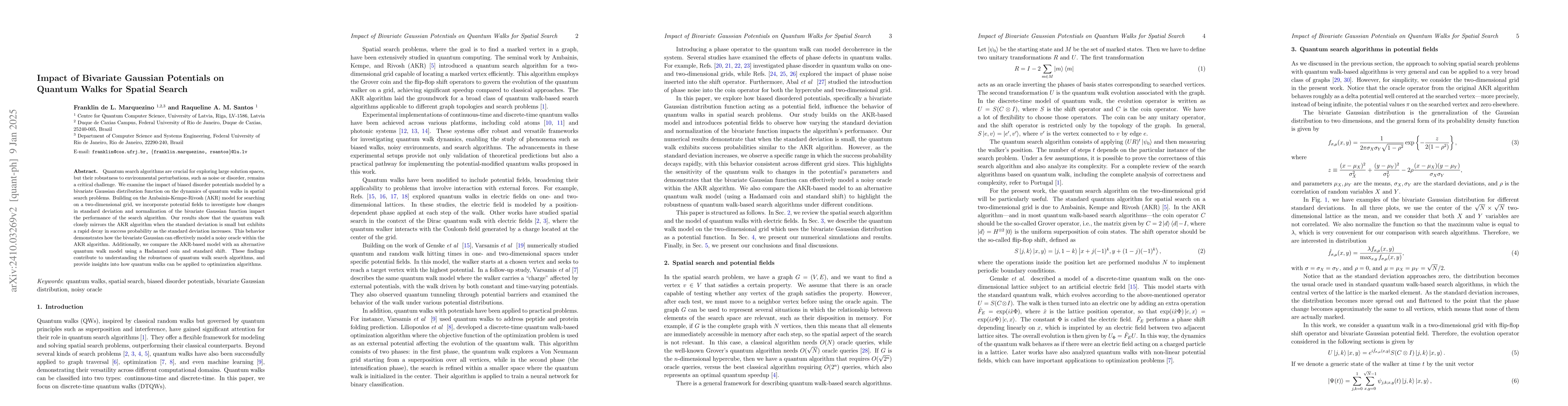 Thumbnail for Impact of Bivariate Gaussian Potentials on Quantum Walks for Spatial
  Search