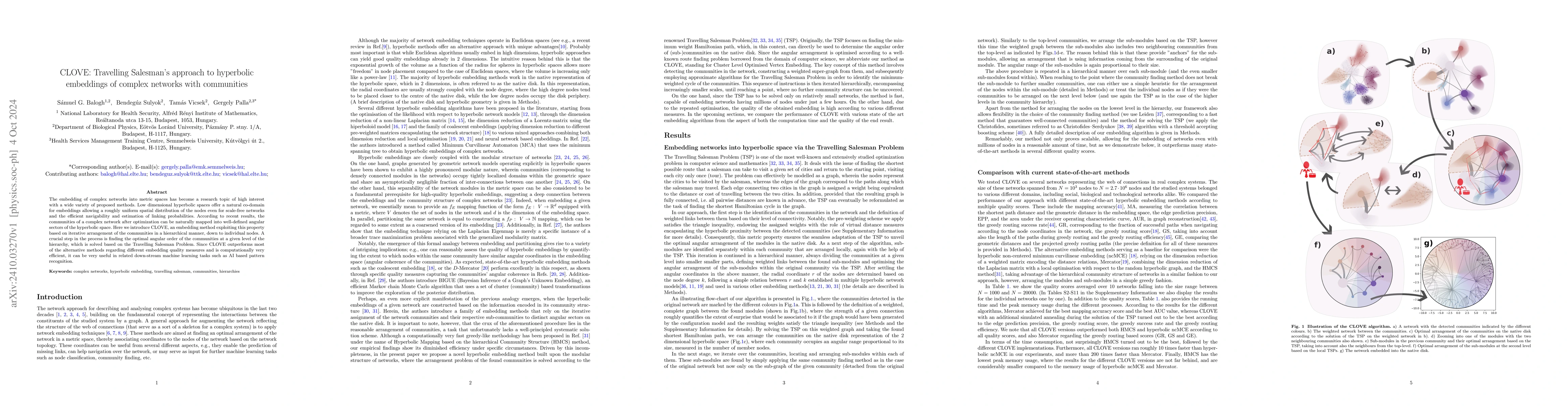 Thumbnail for CLOVE: Travelling Salesman's approach to hyperbolic embeddings of
  complex networks with communities
