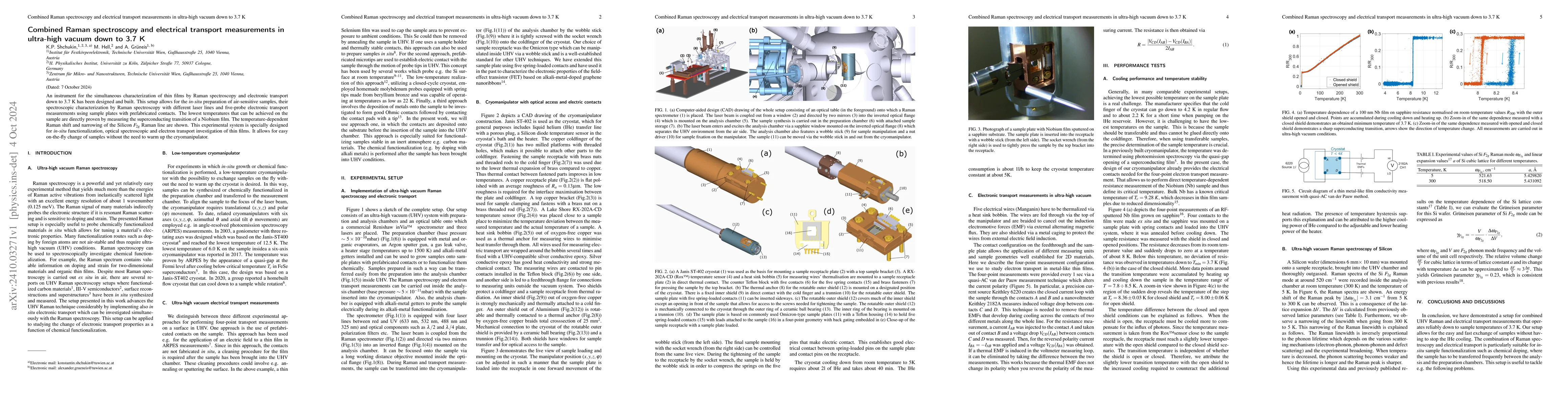 Thumbnail for Combined Raman spectroscopy and electrical transport measurements in
  ultra-high vacuum down to 3.7 K