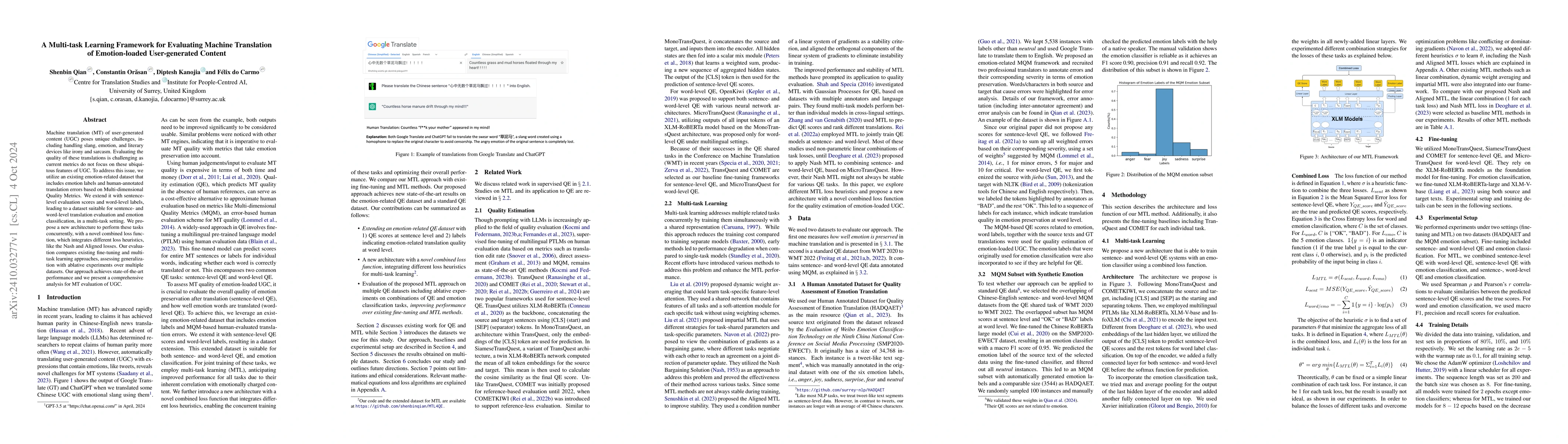 Thumbnail for A Multi-task Learning Framework for Evaluating Machine Translation of
  Emotion-loaded User-generated Content
