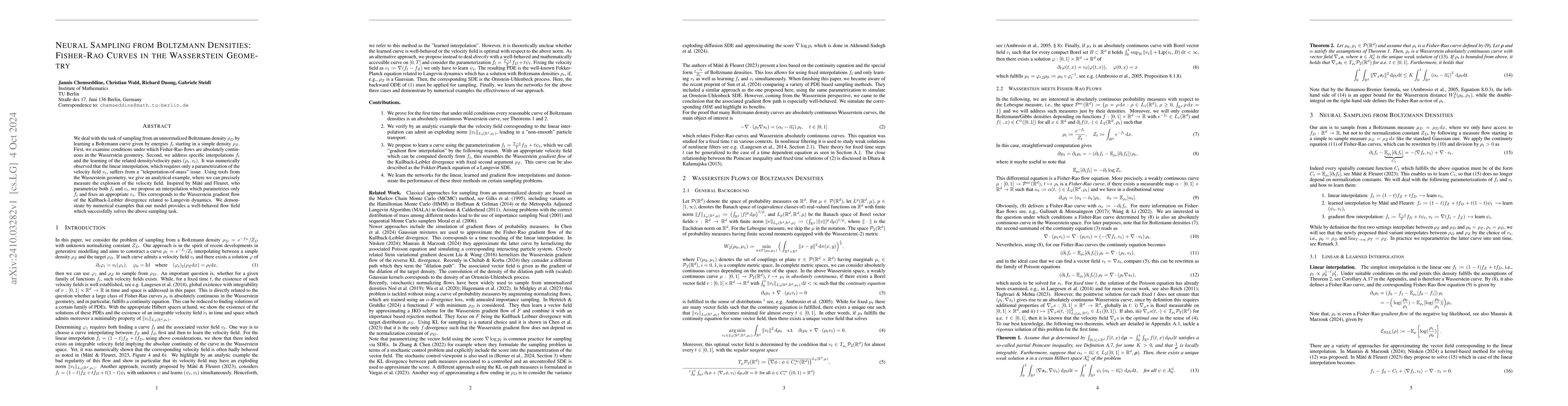 Thumbnail for Neural Sampling from Boltzmann Densities: Fisher-Rao Curves in the
  Wasserstein Geometry