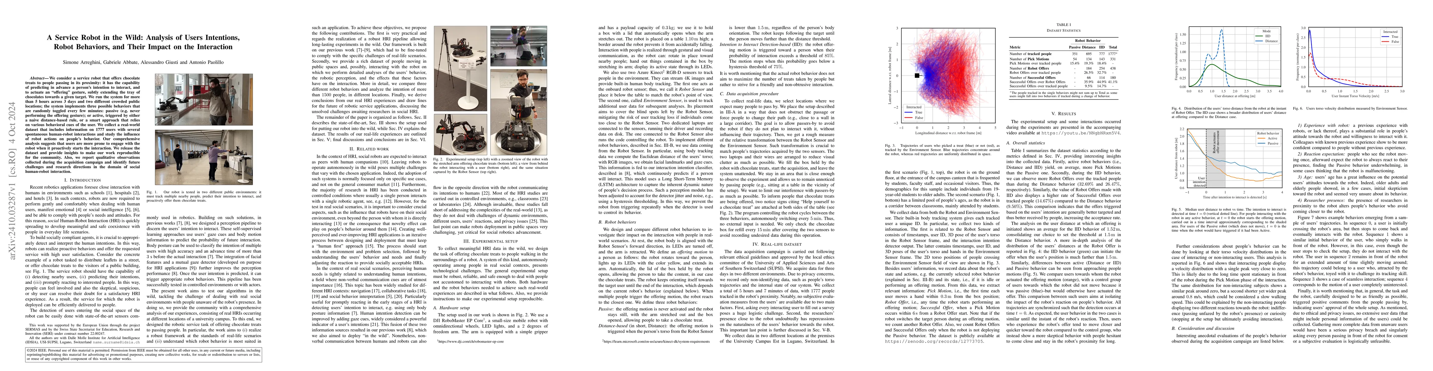 Thumbnail for A Service Robot in the Wild: Analysis of Users Intentions, Robot
  Behaviors, and Their Impact on the Interaction