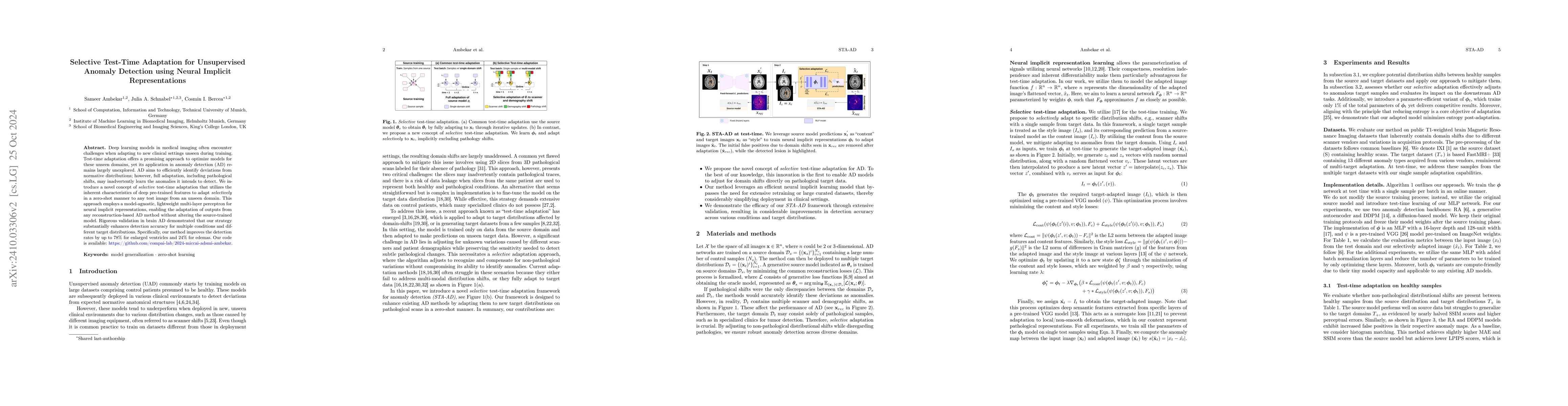 Thumbnail for Selective Test-Time Adaptation for Unsupervised Anomaly Detection using
  Neural Implicit Representations