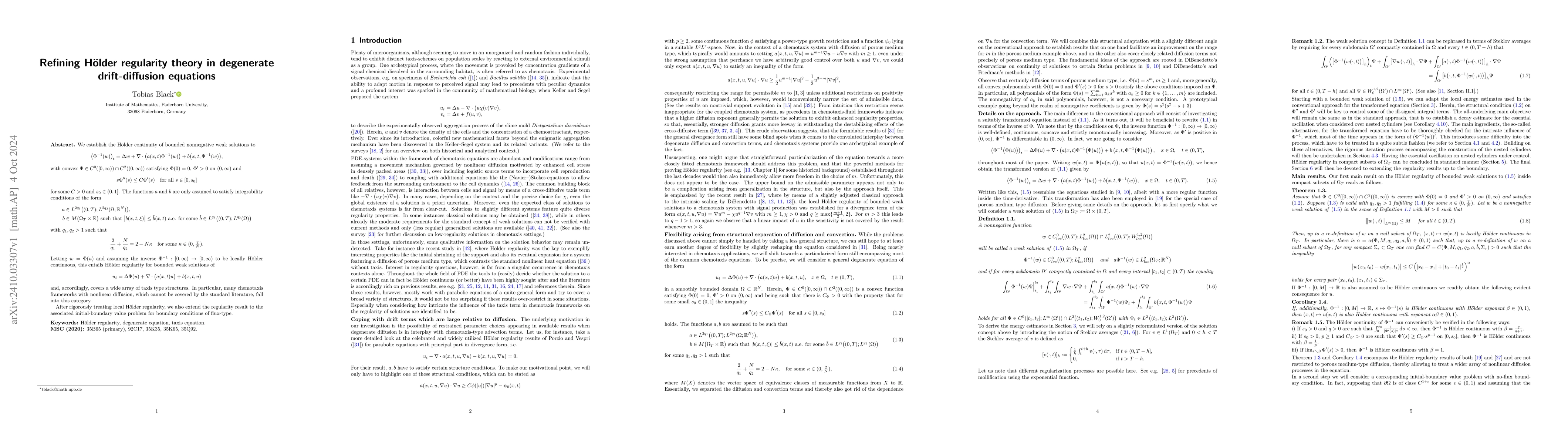 Thumbnail for Refining Hölder regularity theory in degenerate drift-diffusion
  equations