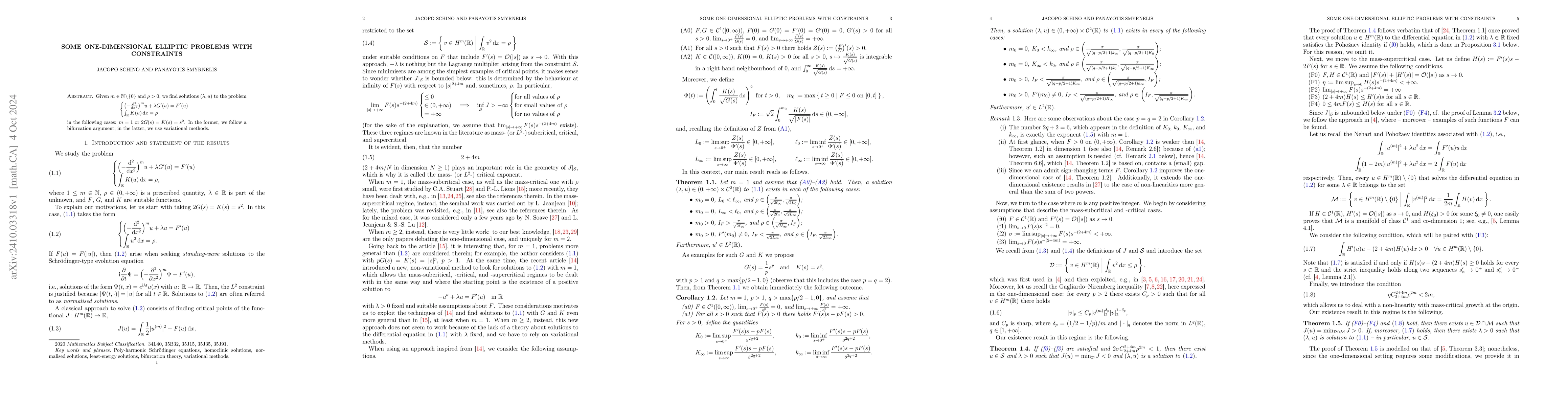Thumbnail for Some one-dimensional elliptic problems with constraints