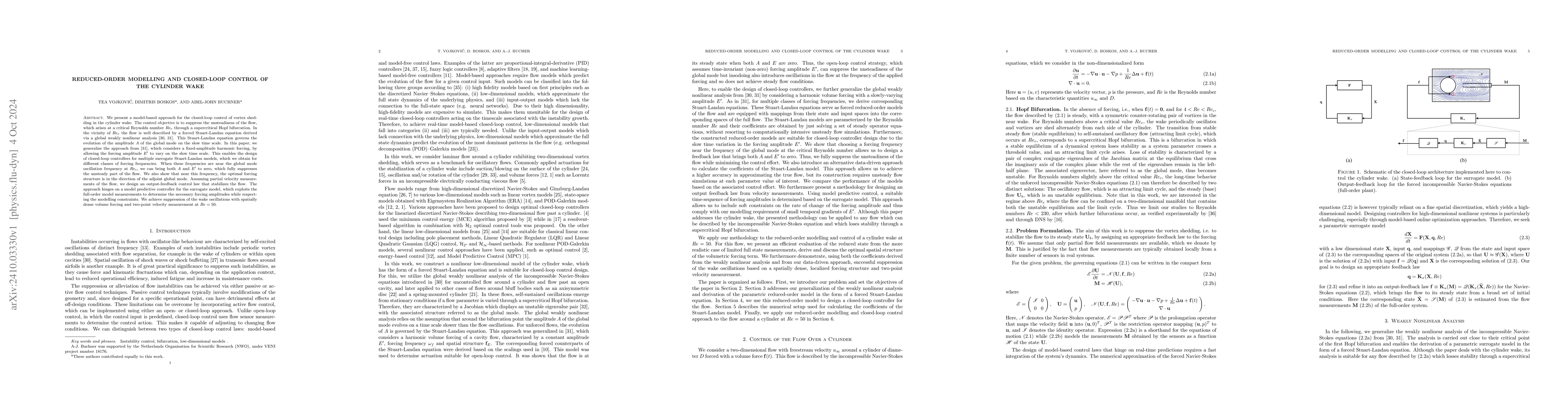 Thumbnail for Reduced-Order Modelling and Closed-Loop Control of the Cylinder Wake