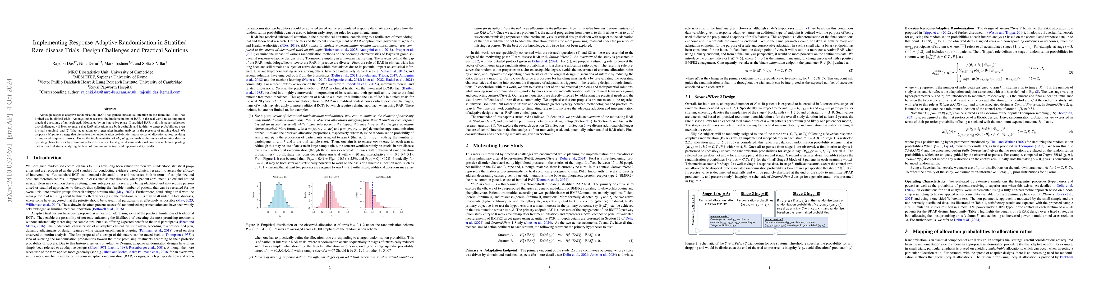 Thumbnail for Implementing Response-Adaptive Randomisation in Stratified Rare-disease
  Trials: Design Challenges and Practical Solutions