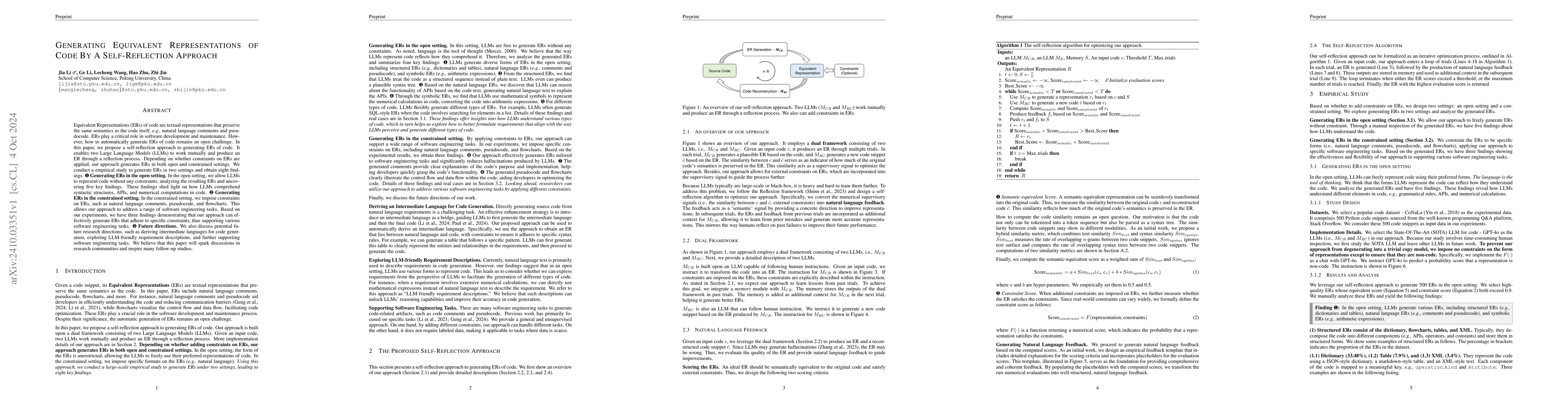 Thumbnail for Generating Equivalent Representations of Code By A Self-Reflection
  Approach