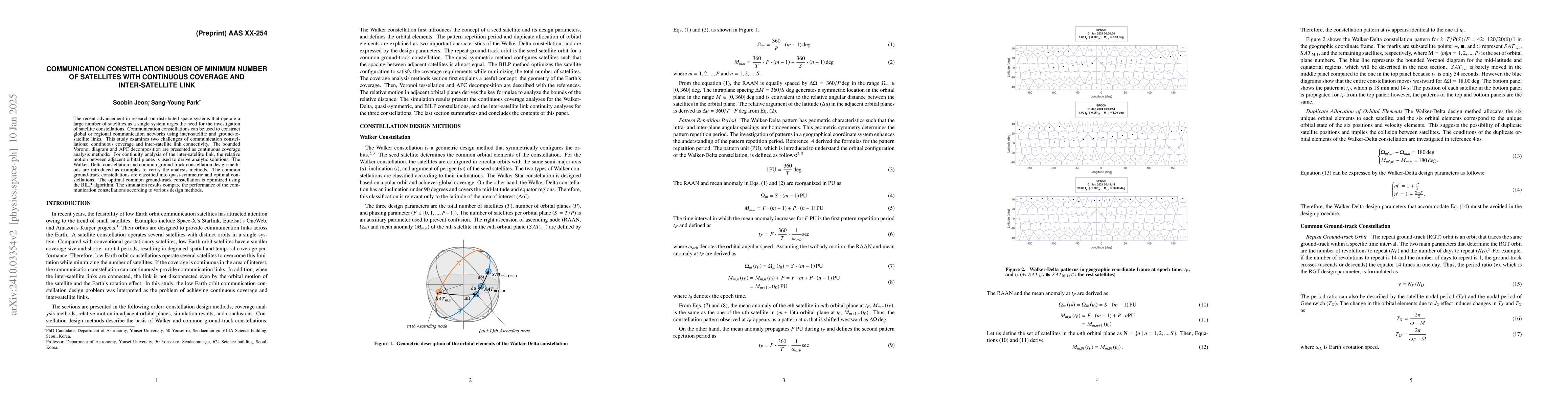 Thumbnail for Communication Constellation Design of Minimum Number of Satellites with
  Continuous Coverage and Inter-Satellite Link