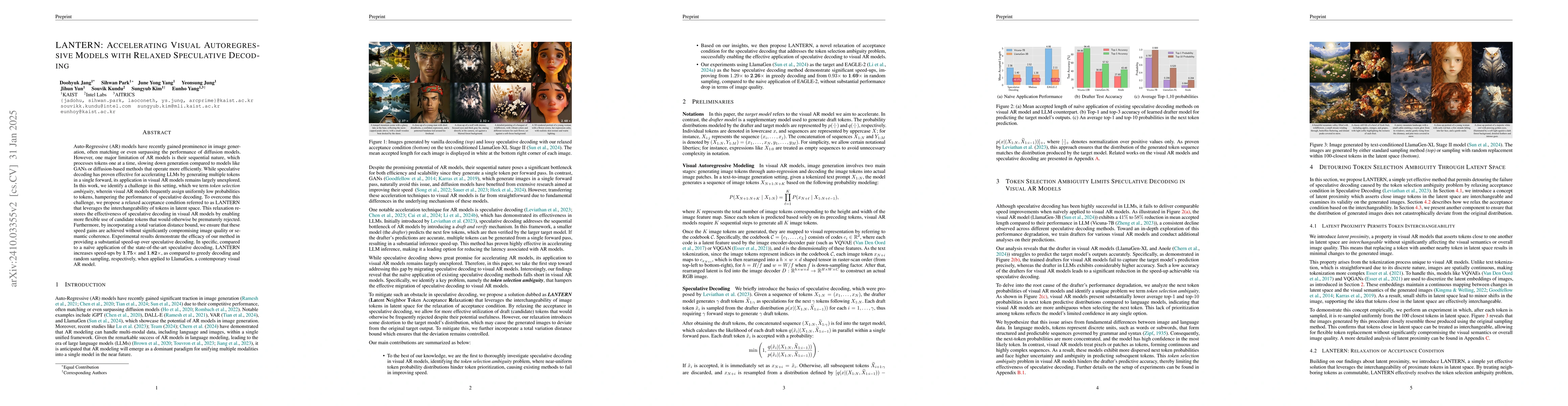 Thumbnail for LANTERN: Accelerating Visual Autoregressive Models with Relaxed
  Speculative Decoding