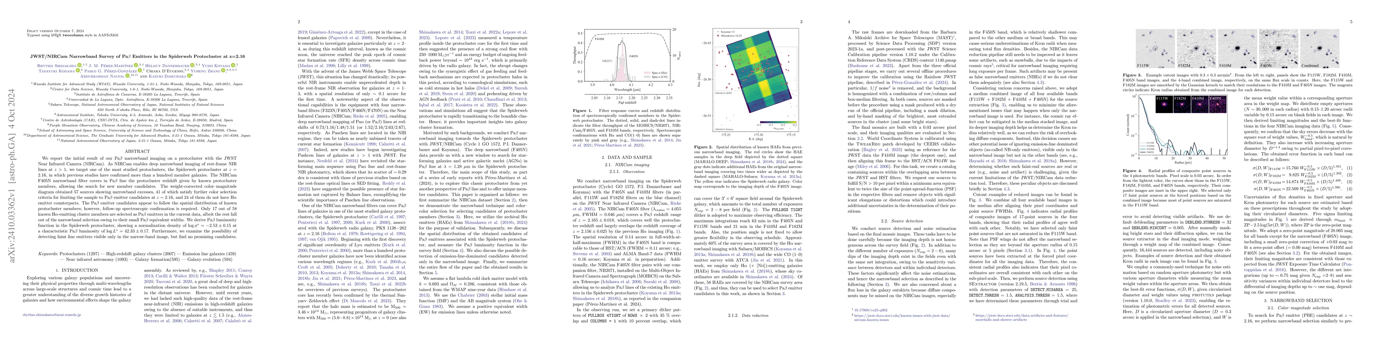 Thumbnail for JWST/NIRCam Narrowband Survey of Pa$β$ Emitters in the Spiderweb
  Protocluster at z=2.16