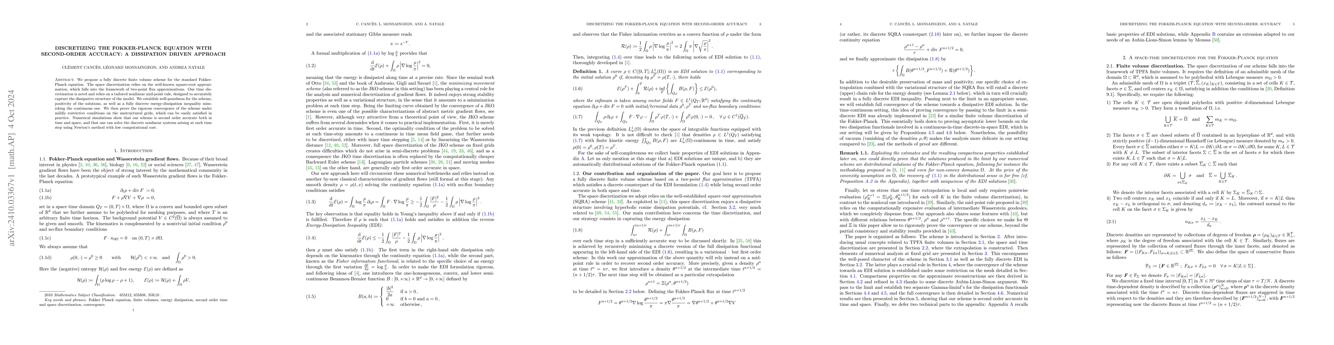 Thumbnail for Discretizing the Fokker-Planck equation with second-order accuracy: a
  dissipation driven approach