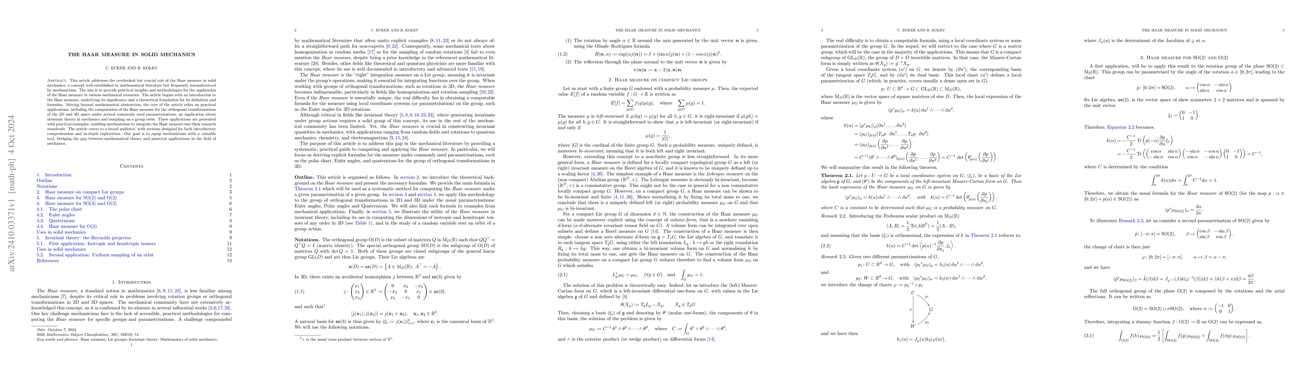 Thumbnail for The Haar measure in solid mechanics