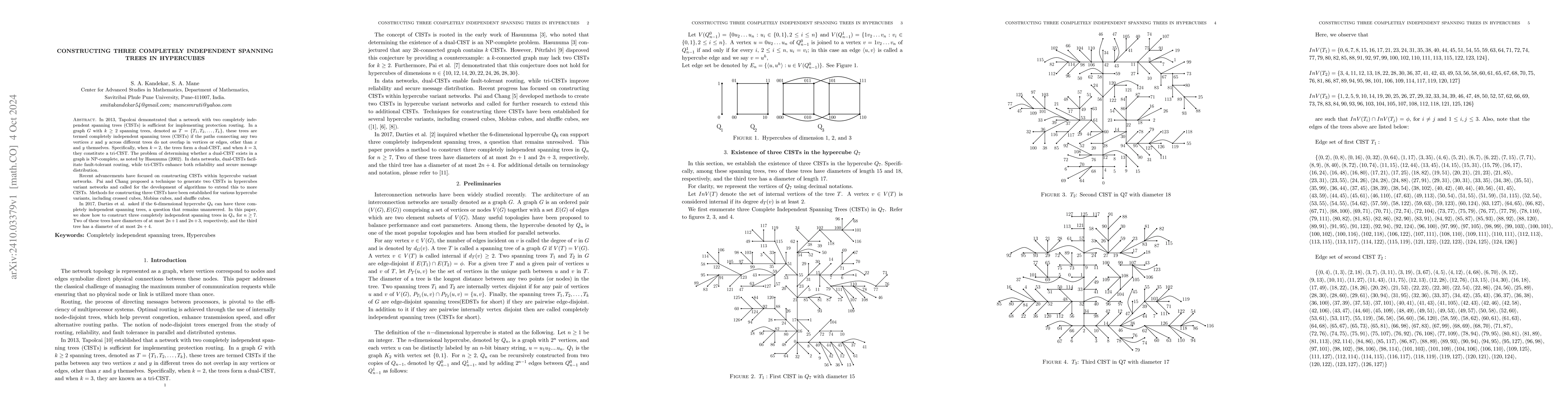 Thumbnail for Constructing three completely independent spanning trees in hypercubes