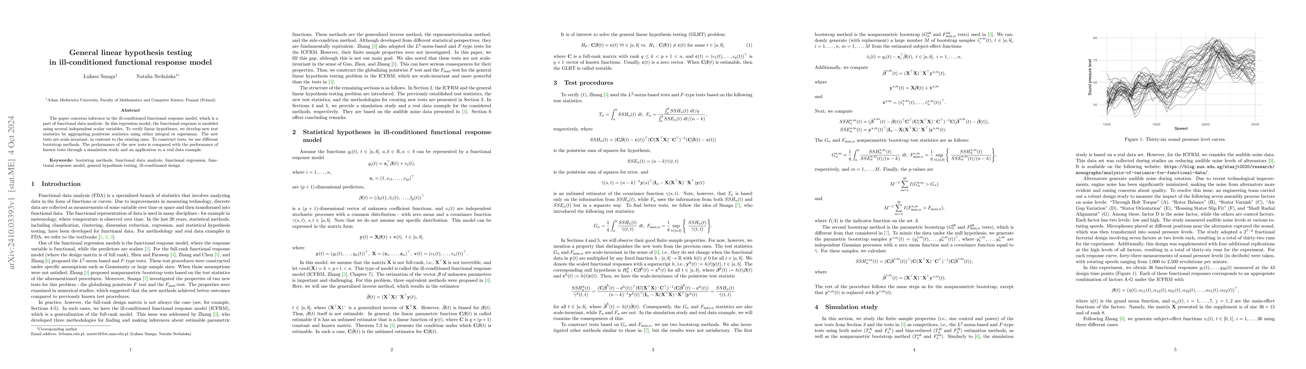 Thumbnail for General linear hypothesis testing in ill-conditioned functional response
  model