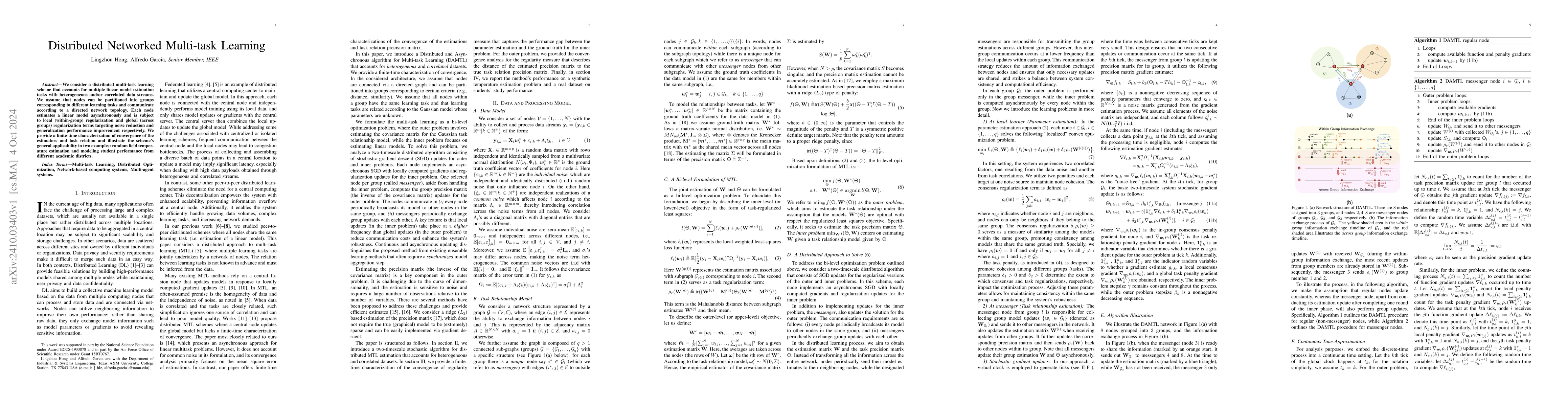 Thumbnail for Distributed Networked Multi-task Learning
