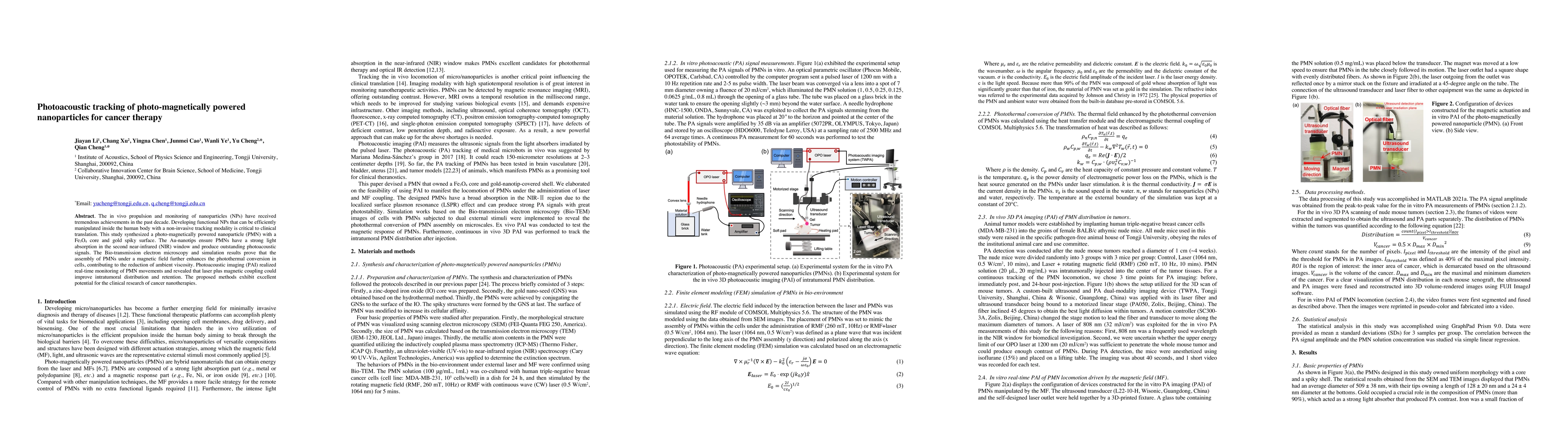 Thumbnail for Photoacoustic tracking of photo-magnetically powered nanoparticles for
  cancer therapy