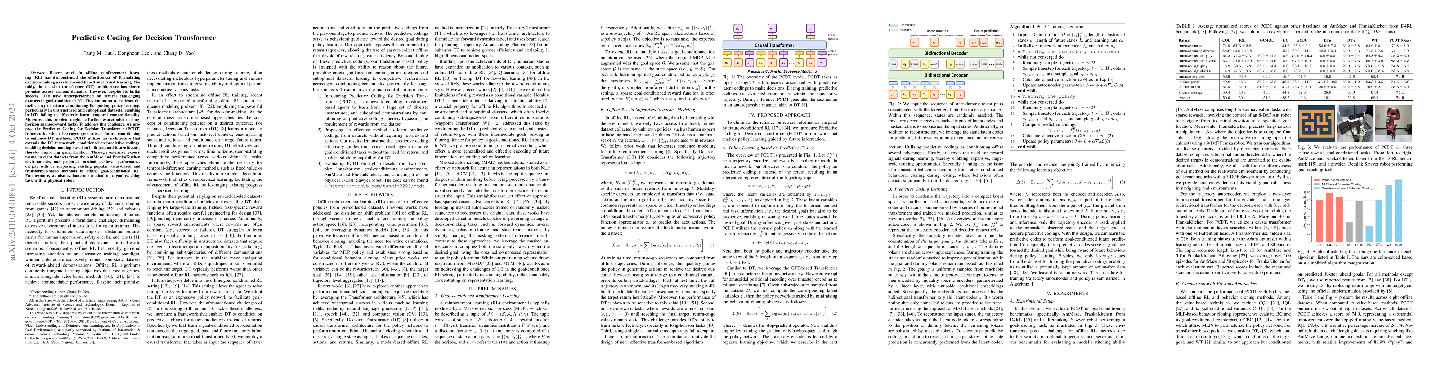 Thumbnail for Predictive Coding for Decision Transformer