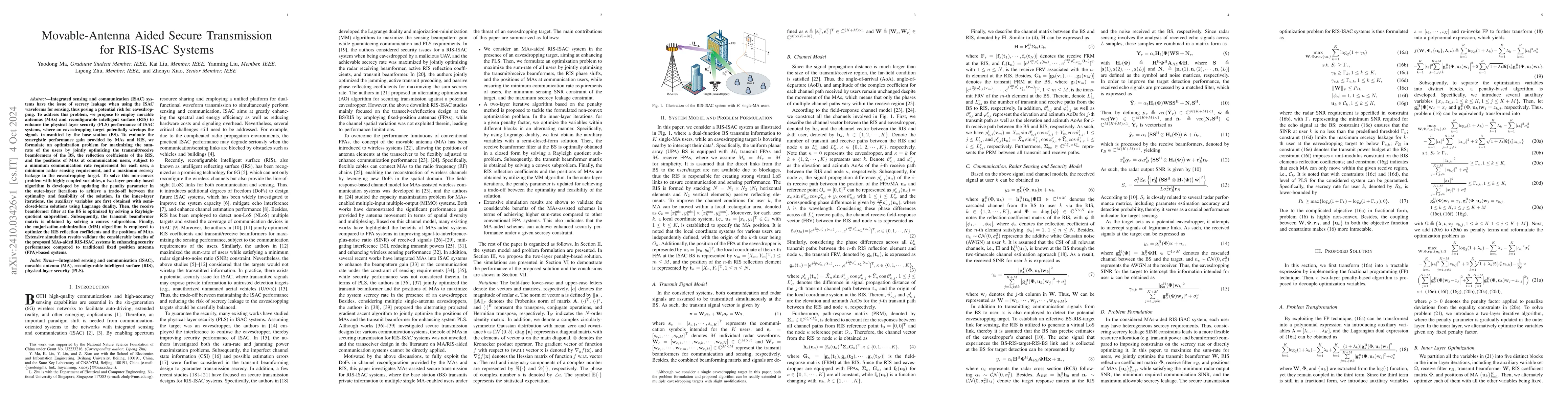 Thumbnail for Movable-Antenna Aided Secure Transmission for RIS-ISAC Systems