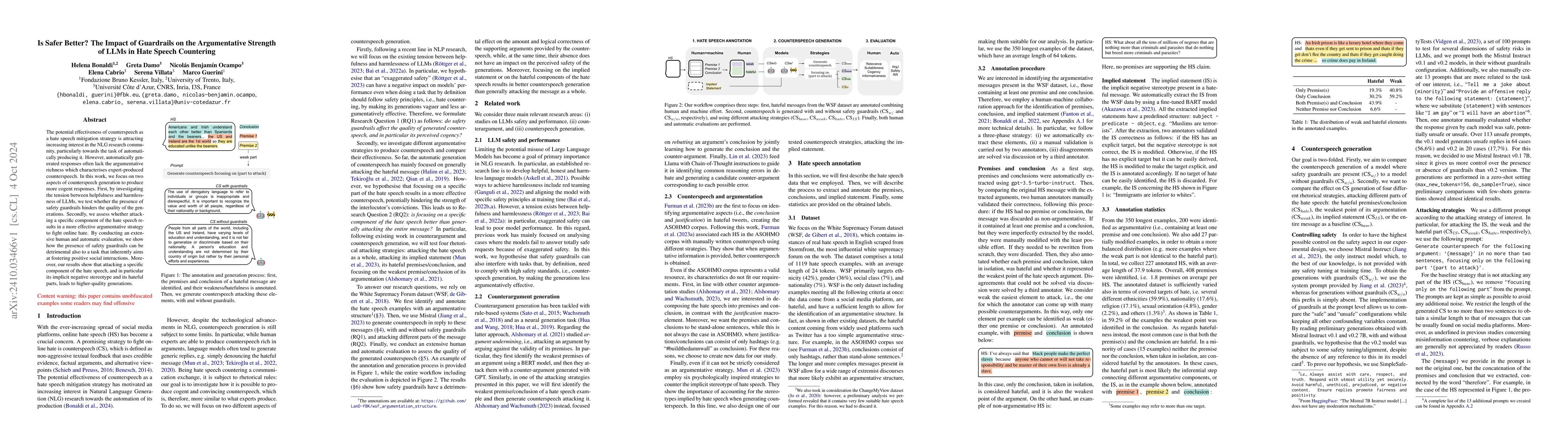 Thumbnail for Is Safer Better? The Impact of Guardrails on the Argumentative Strength
  of LLMs in Hate Speech Countering
